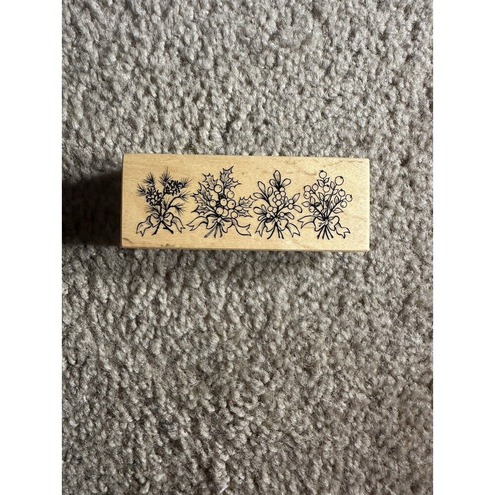 Holiday Boughs Wood Mounted Rubber Stamp